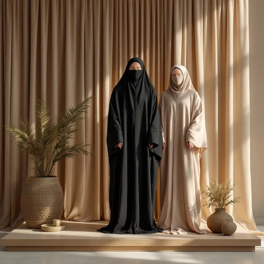 Abaya pour la prière noire de la collection Ijaba en microfibre opaque et fluide.