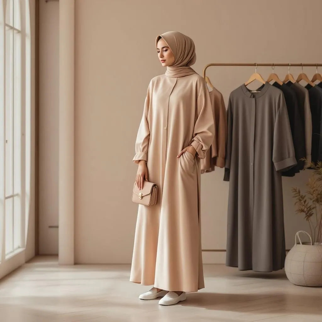 Abaya pour débutantes noire de la collection Ijaba en nidha premium.
