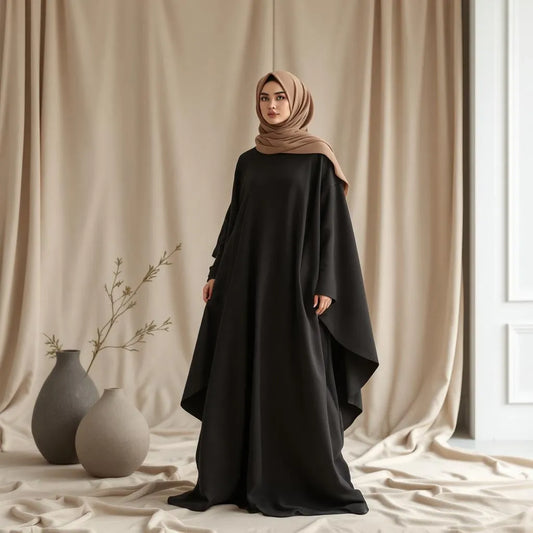 Sous-abayas beige et noir collection Ijaba en soie de Médine premium.