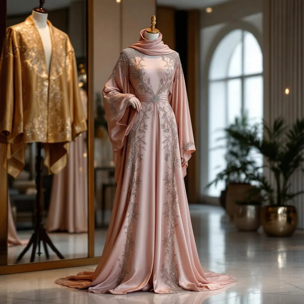 Abayas strass paillettes noires de la collection Ijaba 2024 en nidah premium.