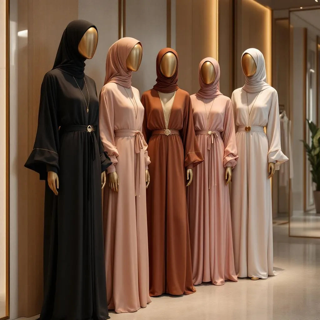 Abaya Dubaï luxe noire de la collection Ijaba moderne en soie de Médine premium.