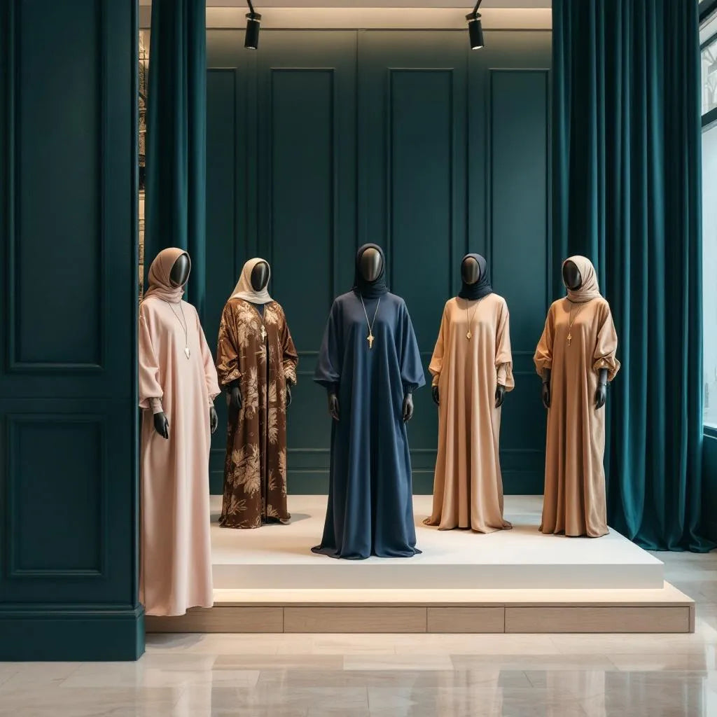 Abaya moderne noire de la collection Ijaba automne en nidha premium.