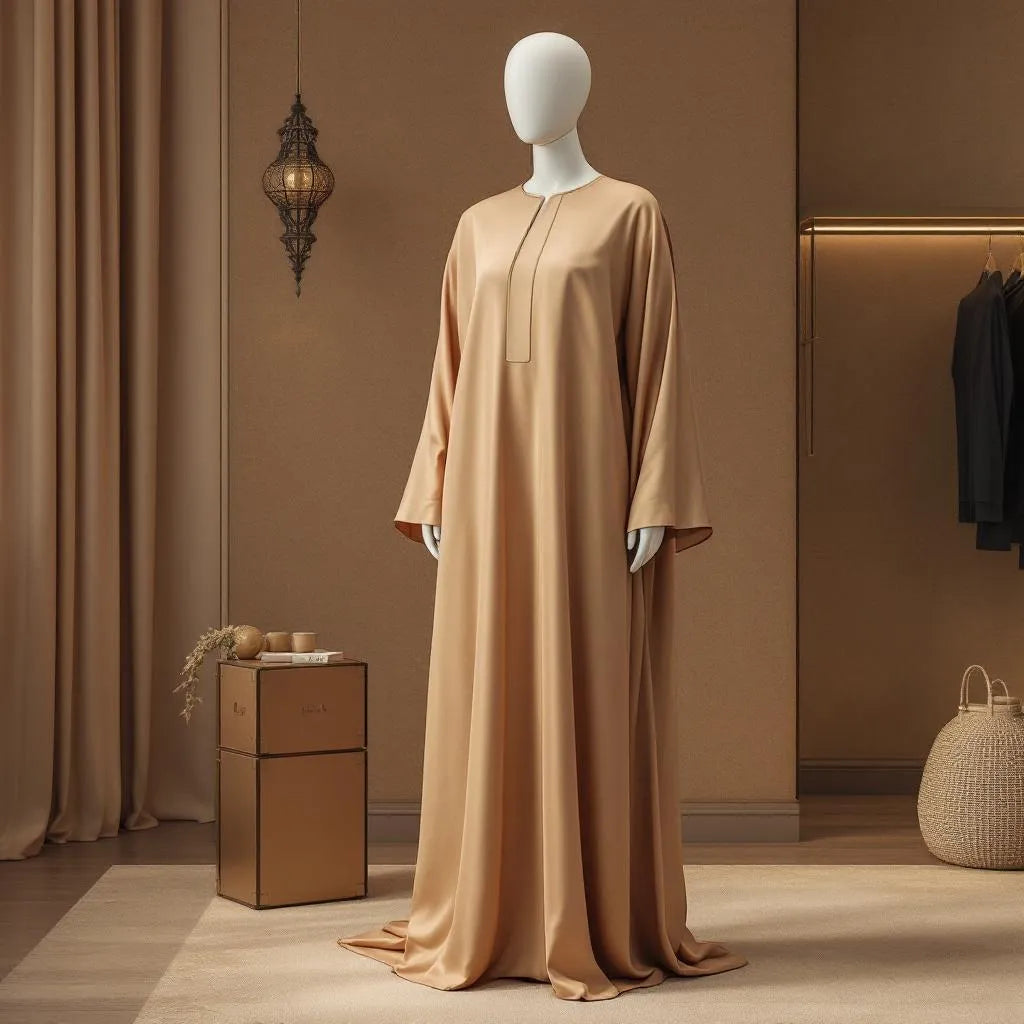 Abaya Dubai noir élégant de la collection Ijaba voyage en soie de Médine.