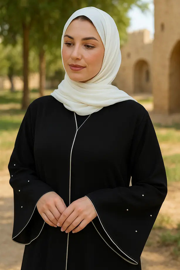 Abaya Perles Blanches - L'Élégance Précieuse Accessible