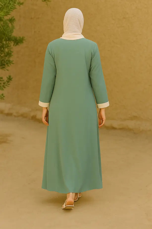 Abaya Classique Bande Contrastante - L'Intemporel Réinventé