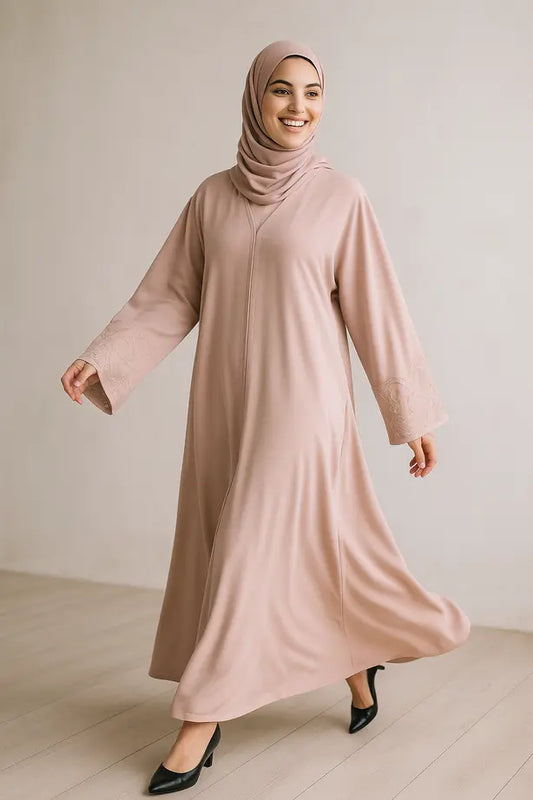 Abaya Broderie Manches Casual - L'Art de la Broderie au Quotidien