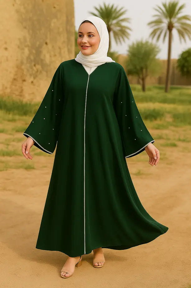 Abaya Perles Blanches - L'Élégance Précieuse Accessible