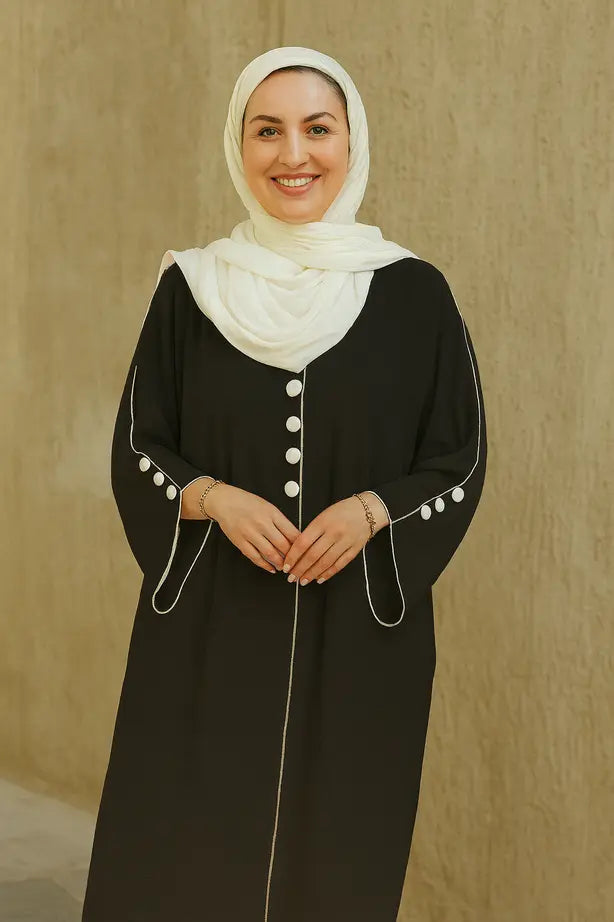 Abaya Boutons Décoratifs Manches - L'Art du Détail Raffiné