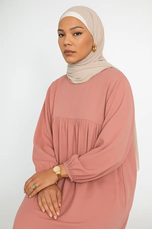 Abaya Longue Soie de Médine Manches Ballons