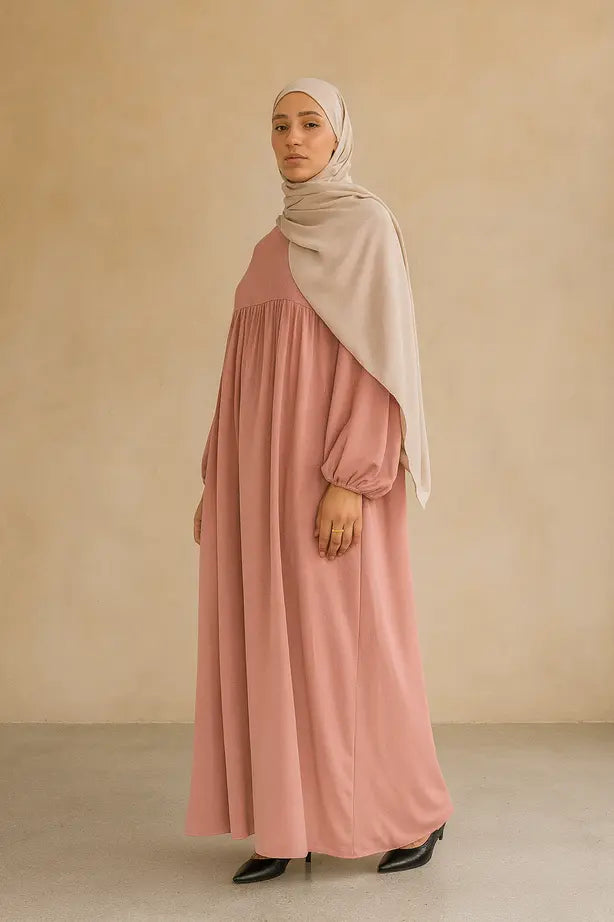 Abaya Longue Soie de Médine Manches Ballons