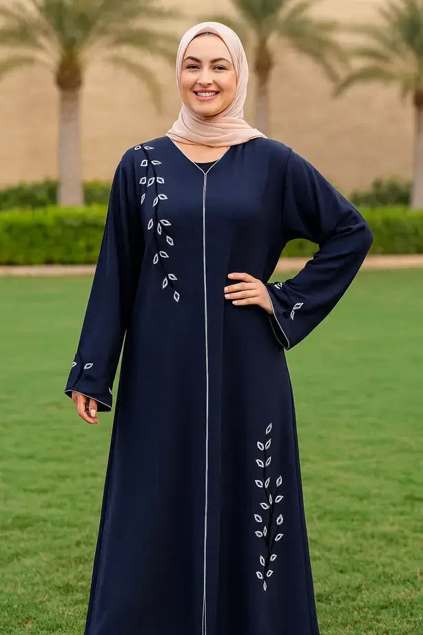 Abaya Strass Cristal Nature - L'Art du Strass Appliqué à la Main